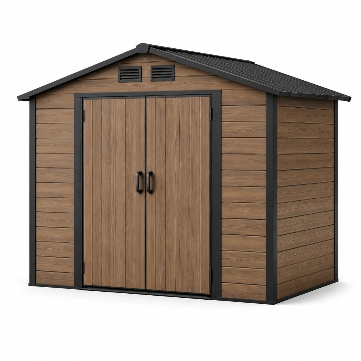 Abri de jardin en bois et métal composite 257x248x255 cm marron