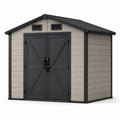 Abri de jardin en plastique gris et noir avec ventilation