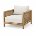 Fauteuil en rotin et tissu en polyester beige