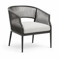 Fauteuil de jardin en métal avec assise en tissu polyester gris