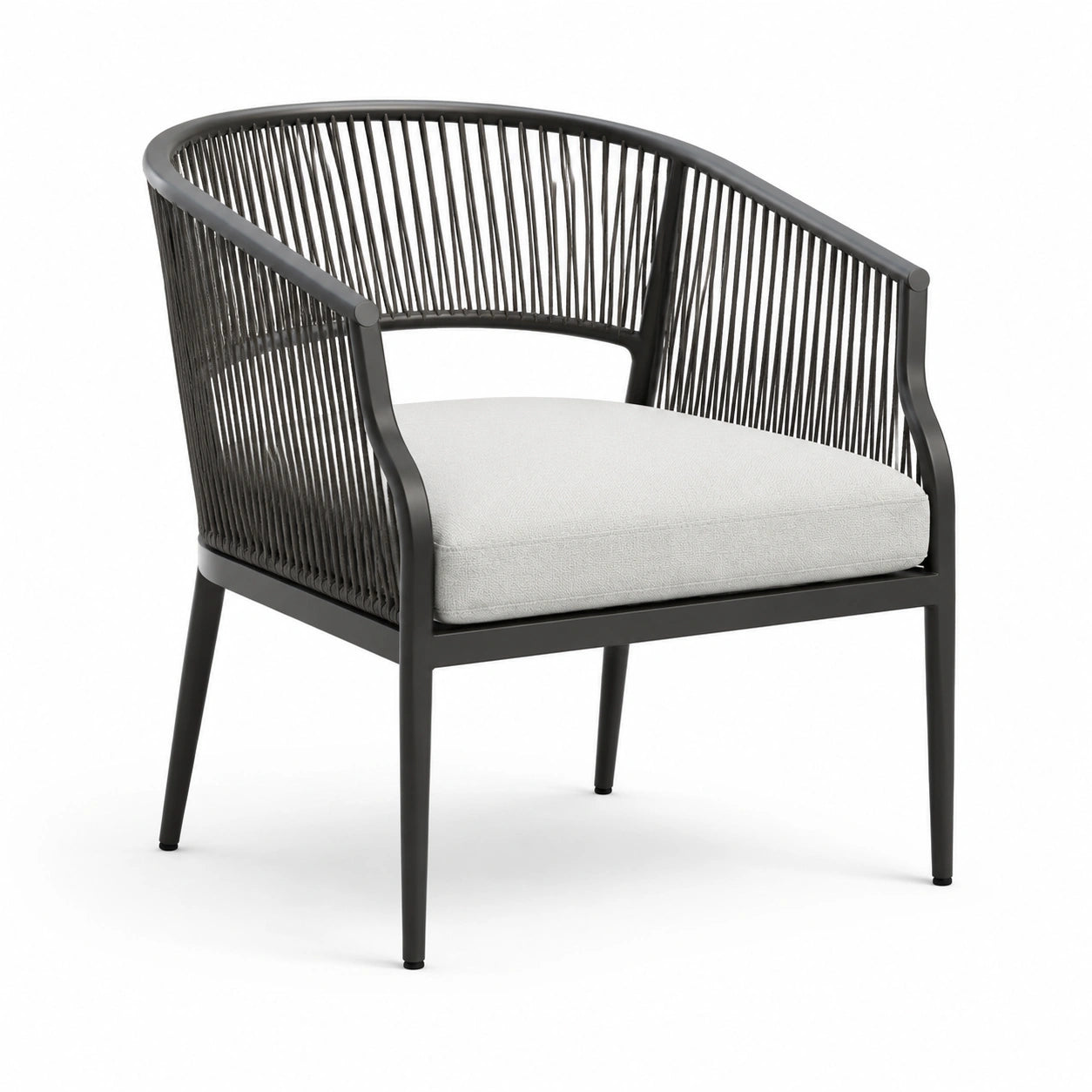 Fauteuil de jardin en métal avec assise en tissu polyester gris