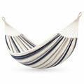 Hamac rayé en coton et polyester bleu et blanc 200x150 cm