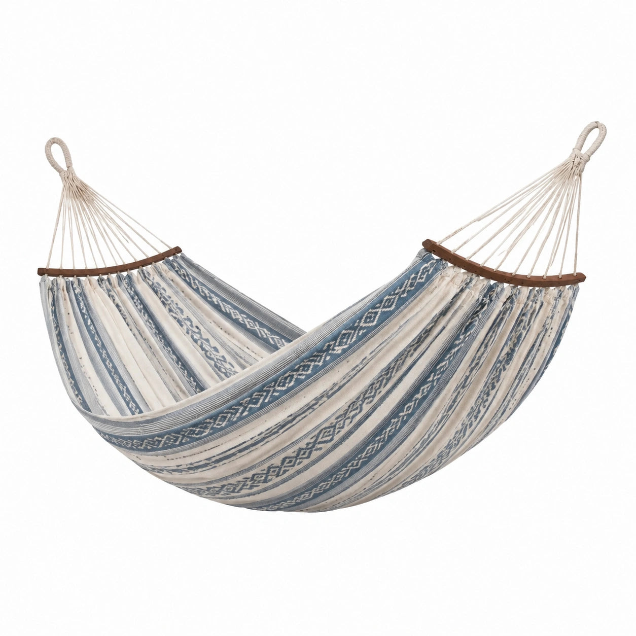Hamac en coton bleu et blanc 200x100 cm