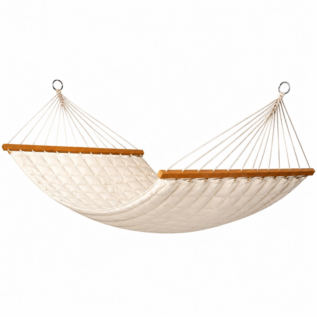 Hamac en coton avec barres en bois dur ivoire 200x150 cm