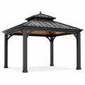 Pavillon de jardin en aluminium avec toit en acier galvanisé noir