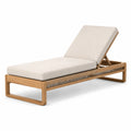 Chaise Longue en Bois de Teck avec Coussin en Polyester Beige