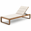 Chaise longue extérieure en bois et tissu beige réglable