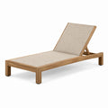 Bain de soleil en teck avec toile en polyester beige réglable