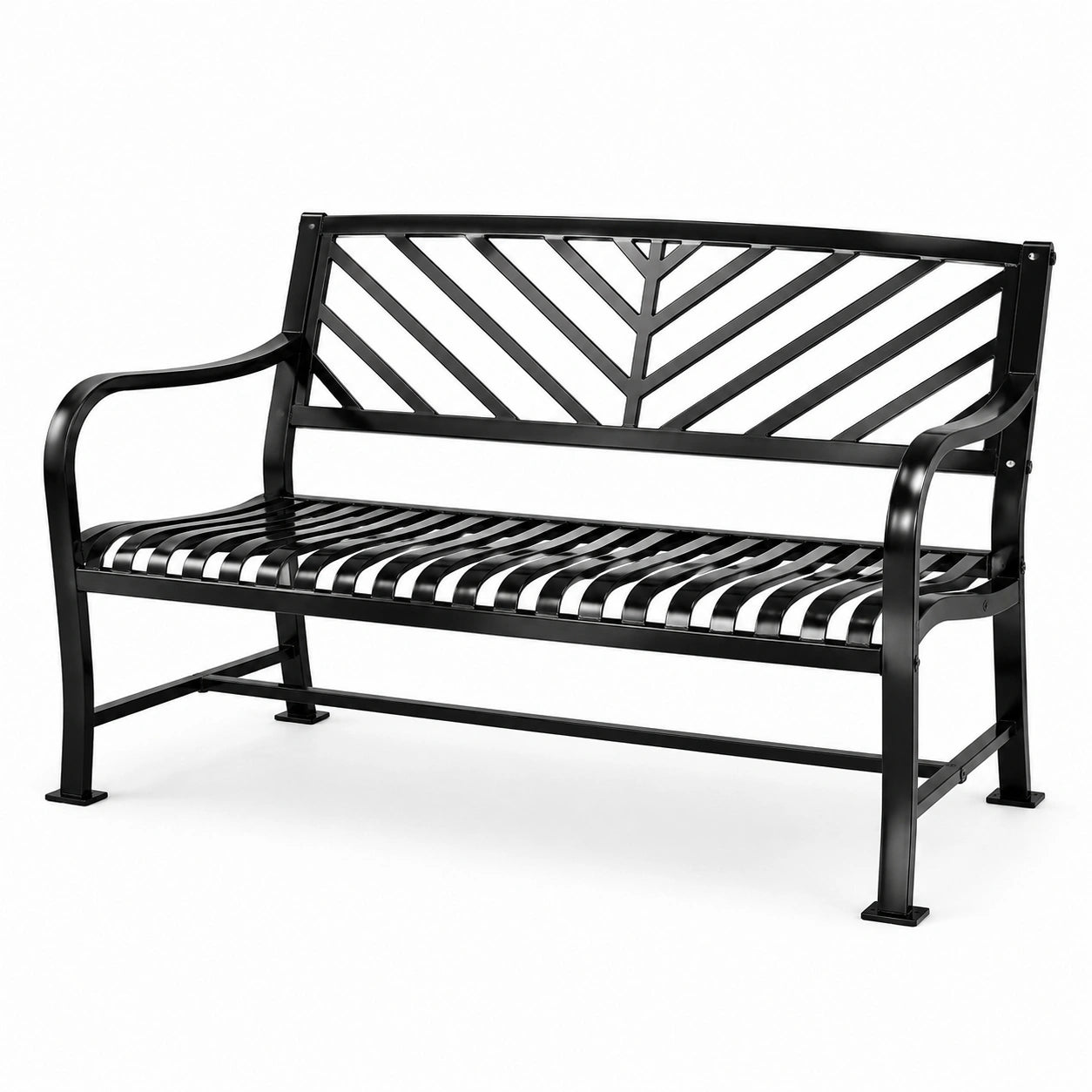 Banc de jardin en acier noir 127 cm