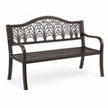 Banc de jardin en métal décoratif 127 cm marron