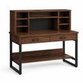 Bureau en bois et métal avec étagères 120x60x110 cm marron/noir