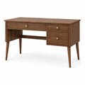 Bureau en bois de noyer avec poignées en métal