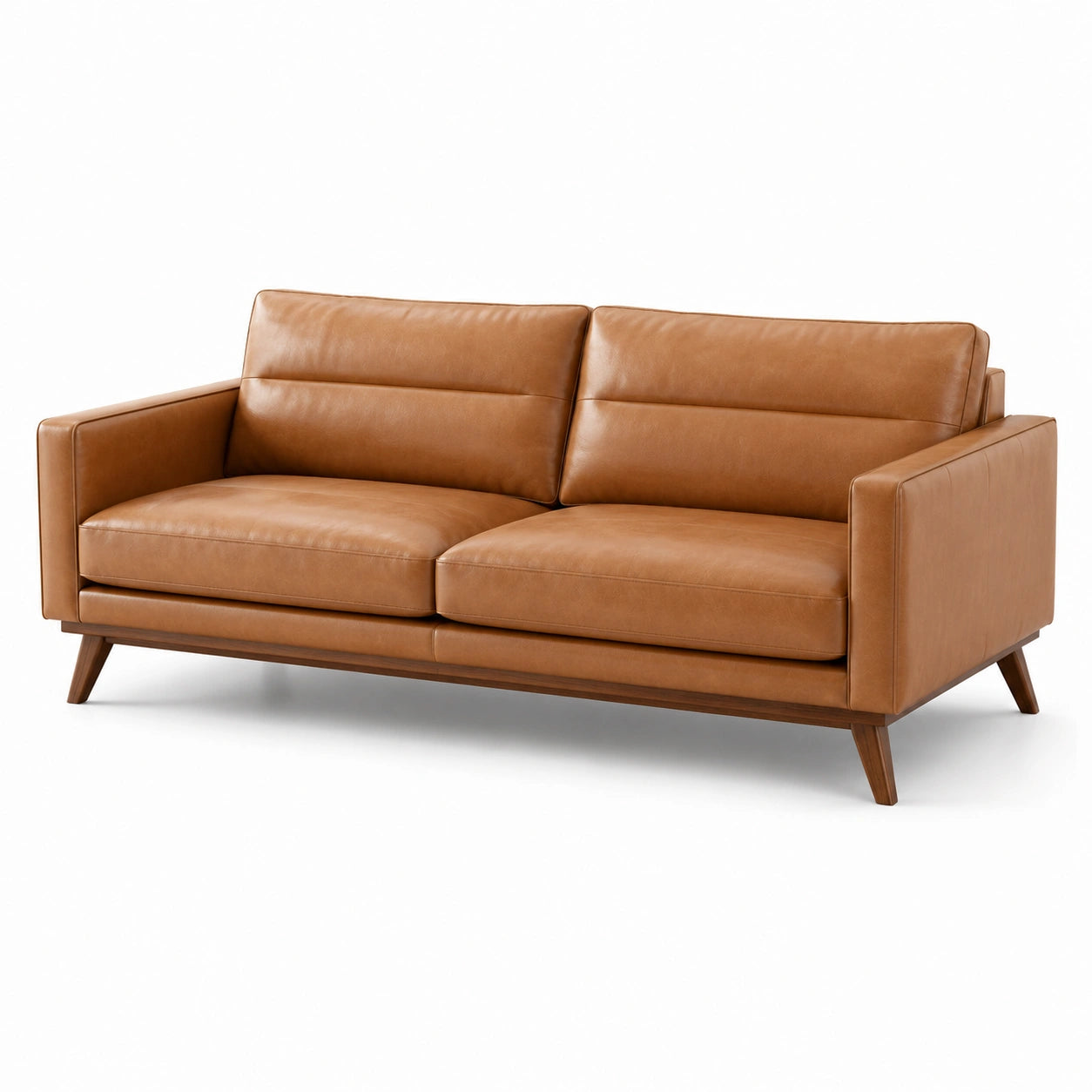 Canapé trois places en cuir synthétique marron