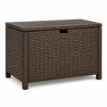 Coffre de rangement en rotin synthétique marron