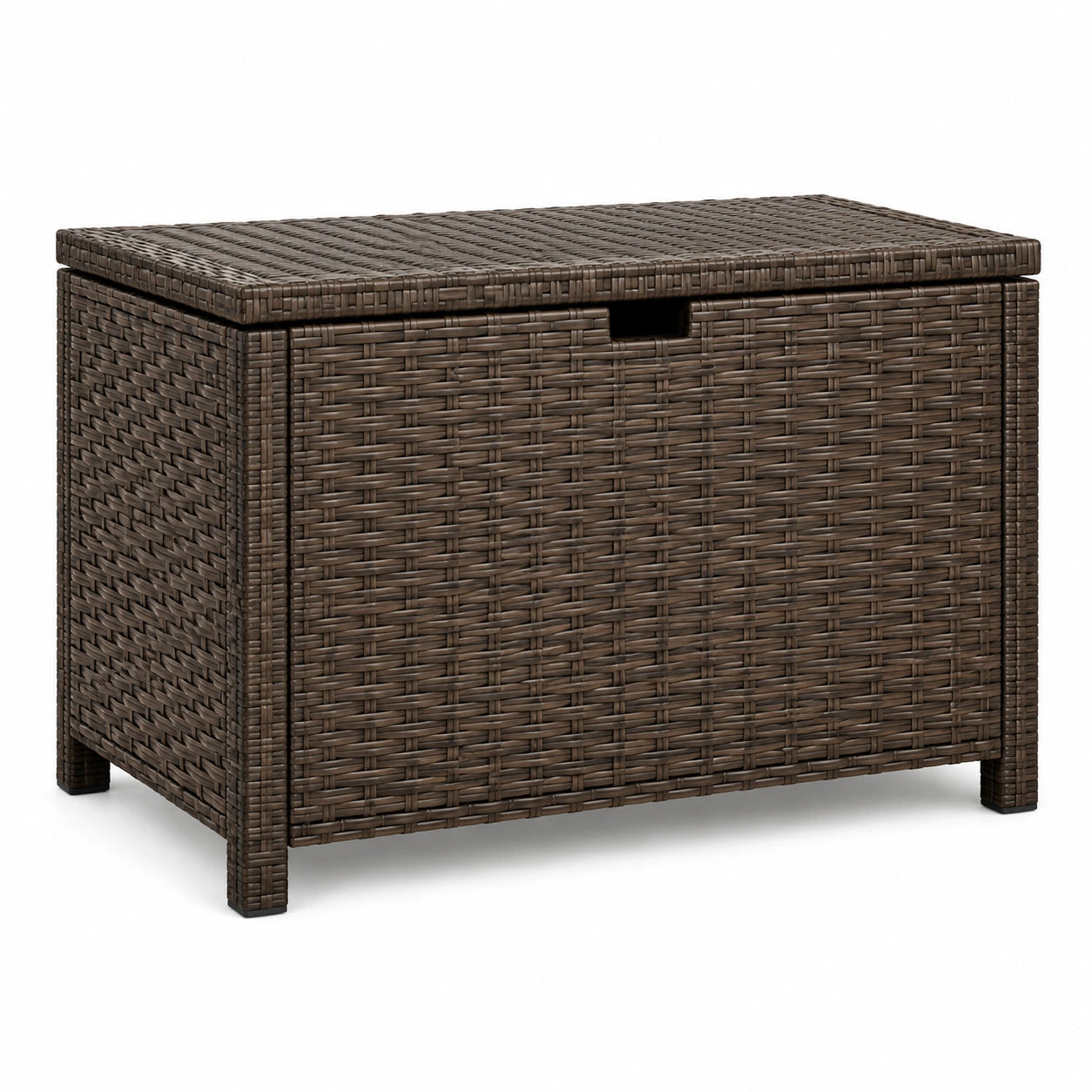 Coffre de rangement en rotin synthétique marron