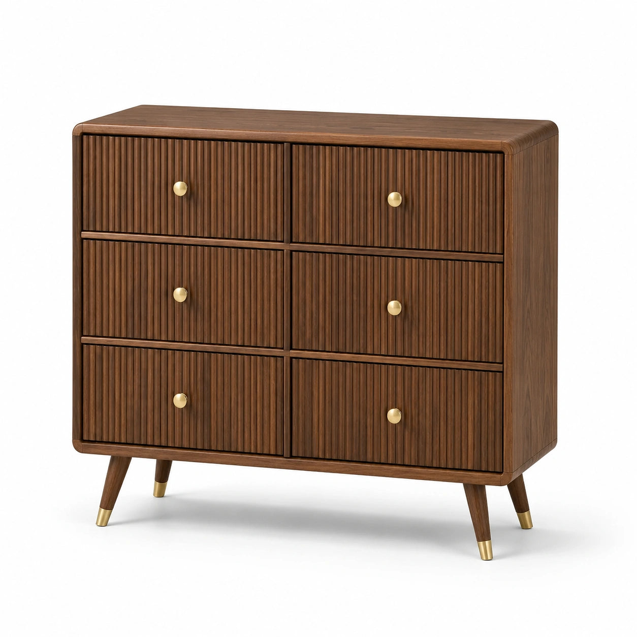 Commode en bois de noyé avec 6 tiroirs marron